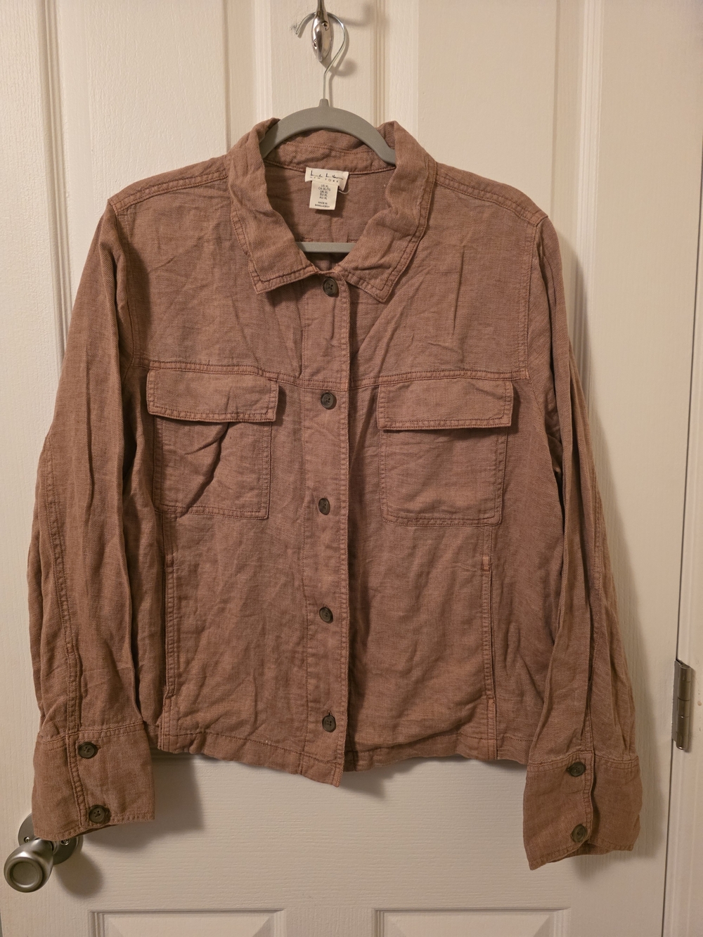 NWOT Nicole Miller New York Linen Lyocell Utility Shacket Jacket XL